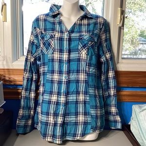 Canyon River Blues Blue Plaid Shirt Size Large